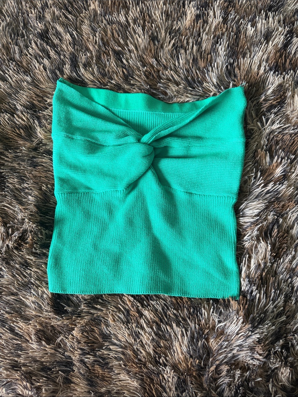 SHEIN Green Twist-Front Knit Crop Top